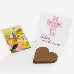 Gastgeschenk Anzuchtset Herz Kommunion Mädchen "Kreuz Modern"