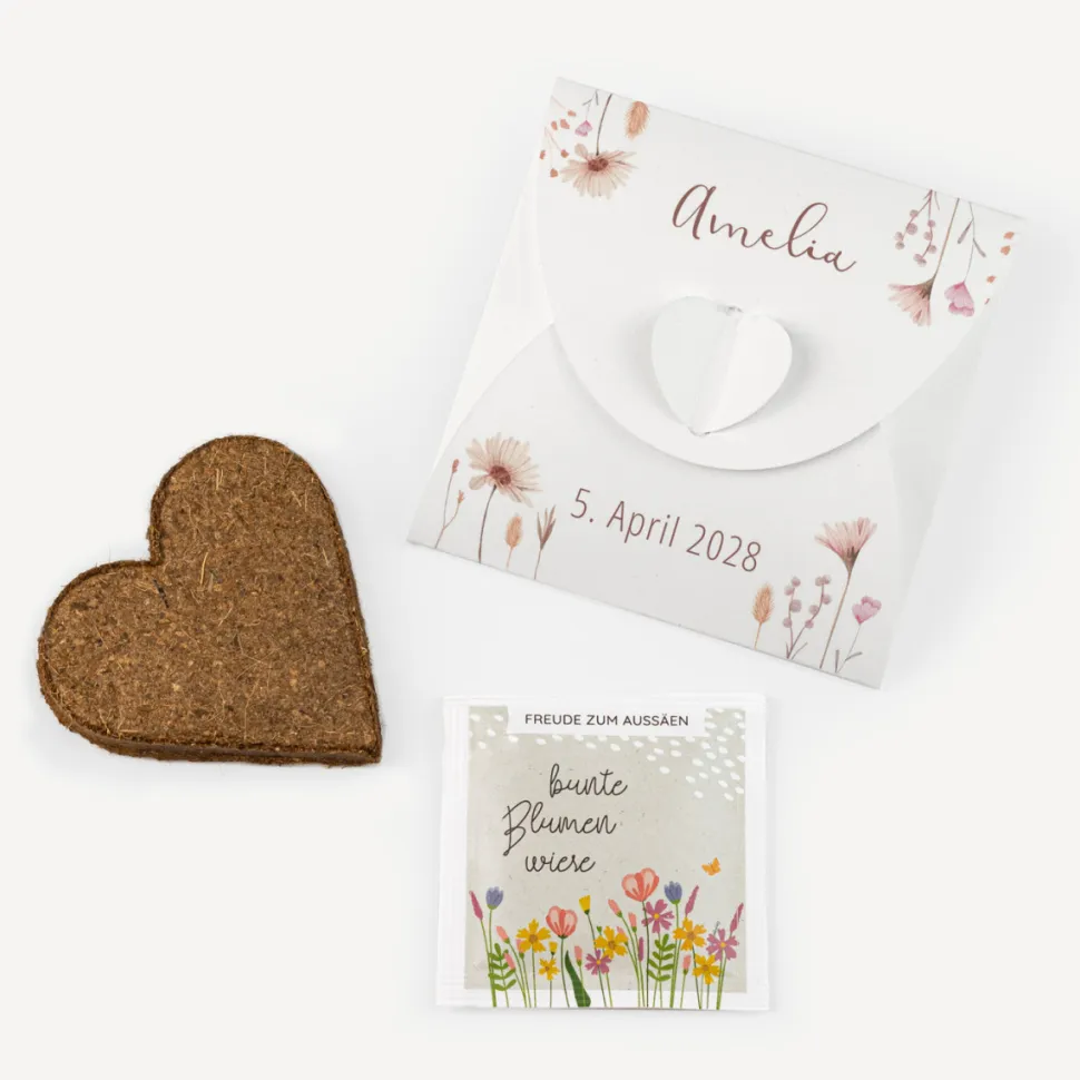 Gastgeschenk Anzuchtset Herz "Wild Flowers"