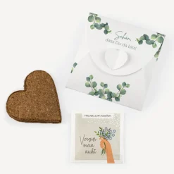 Gastgeschenk Anzuchtset Herz "Eukalyptus Geometrie"