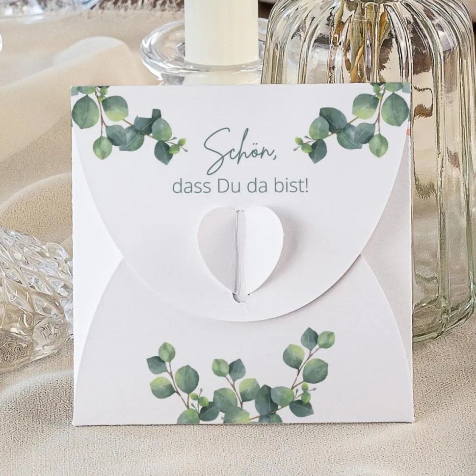 Gastgeschenk Anzuchtset Herz "Eukalyptus Geometrie"