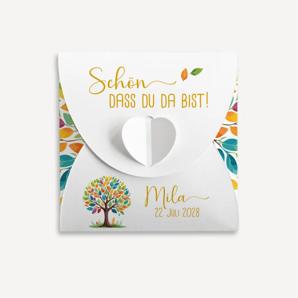 Gastgeschenk Anzuchtset Herz "Lebensbaum Bunte Blätter"