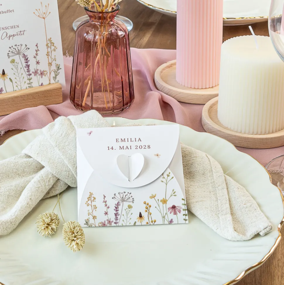 Gastgeschenk Anzuchtset Herz "Wildromantische Blüten"