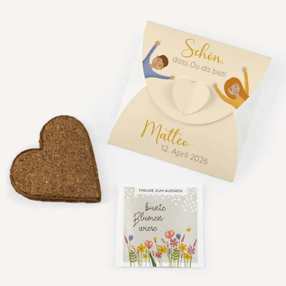 Gastgeschenk Anzuchtset Herz "Ihr seid meine Freunde!"