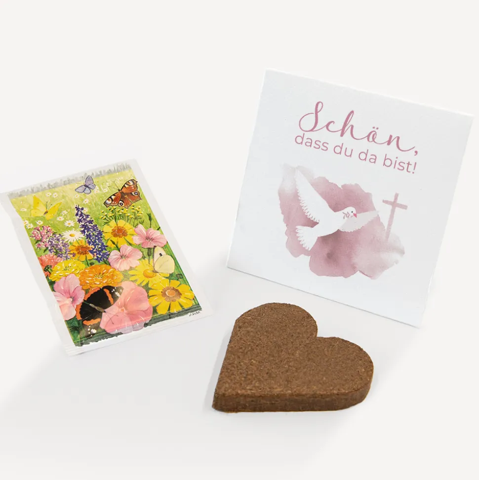 Gastgeschenk Anzuchtset Herz "Taube"