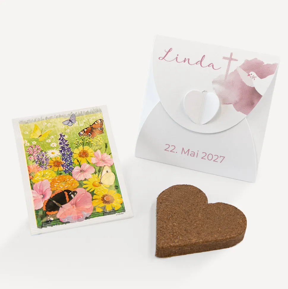 Gastgeschenk Anzuchtset Herz "Taube"