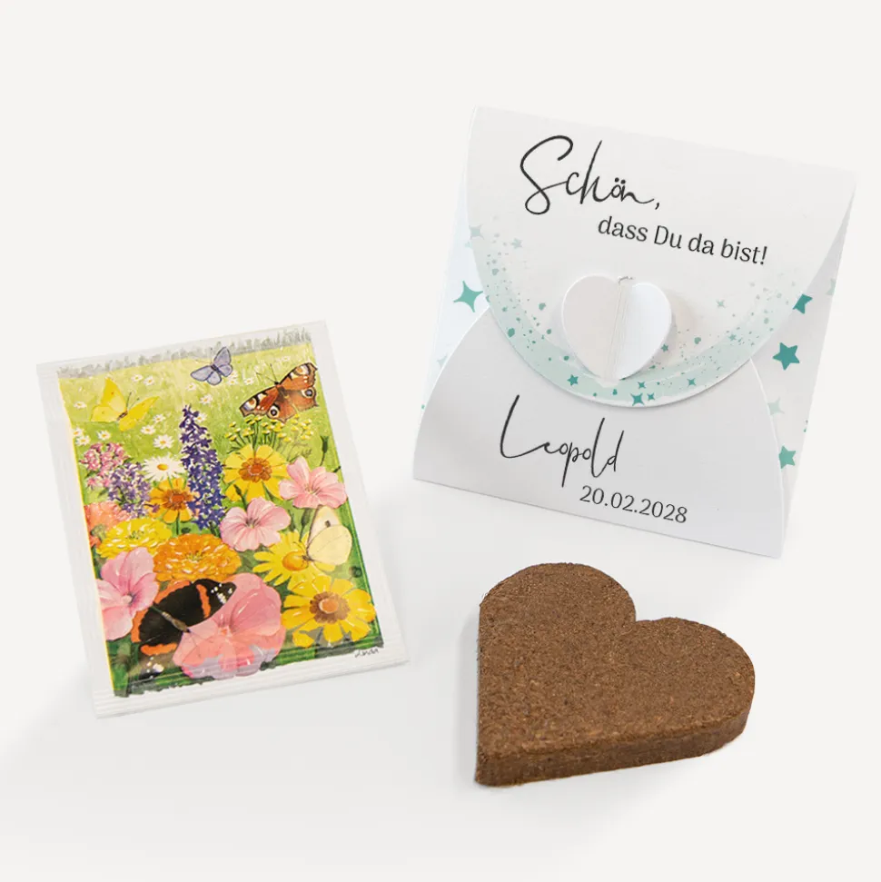 Gastgeschenk Anzuchtset Herz "Sterne"