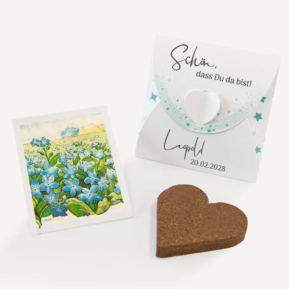 Gastgeschenk Anzuchtset Herz "Sterne"
