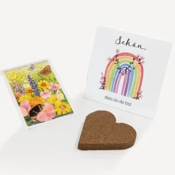 Gastgeschenk Anzuchtset Herz "Regenbogen Vintage"