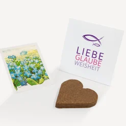 Gastgeschenk Anzuchtset Herz Mädchen "Liebe Glaube Weisheit"