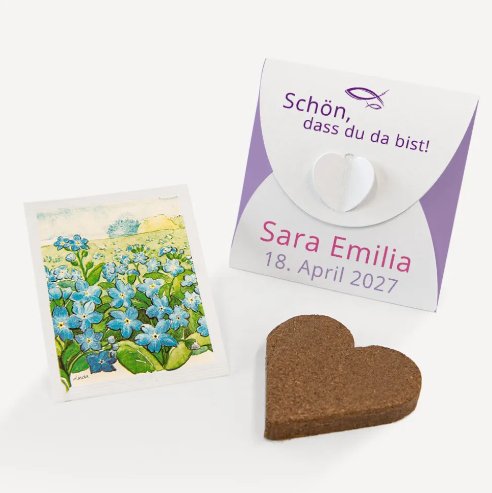 Gastgeschenk Anzuchtset Herz Mädchen "Liebe Glaube Weisheit"