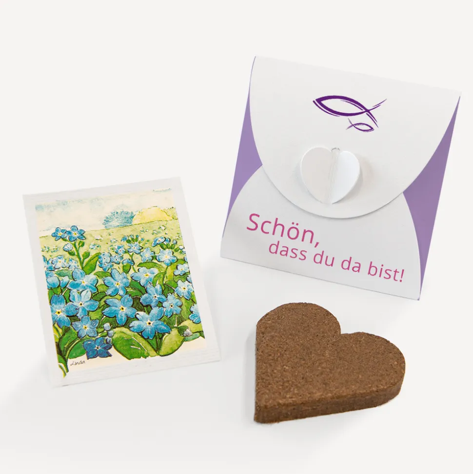 Gastgeschenk Anzuchtset Herz Mädchen "Liebe Glaube Weisheit"