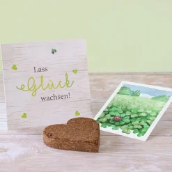 Gastgeschenk Anzuchtset Herz "Glücksklee"