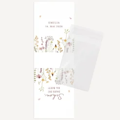 Gastgeschenk Aufsteller mit Tütchen "Wildromantische Blüten"