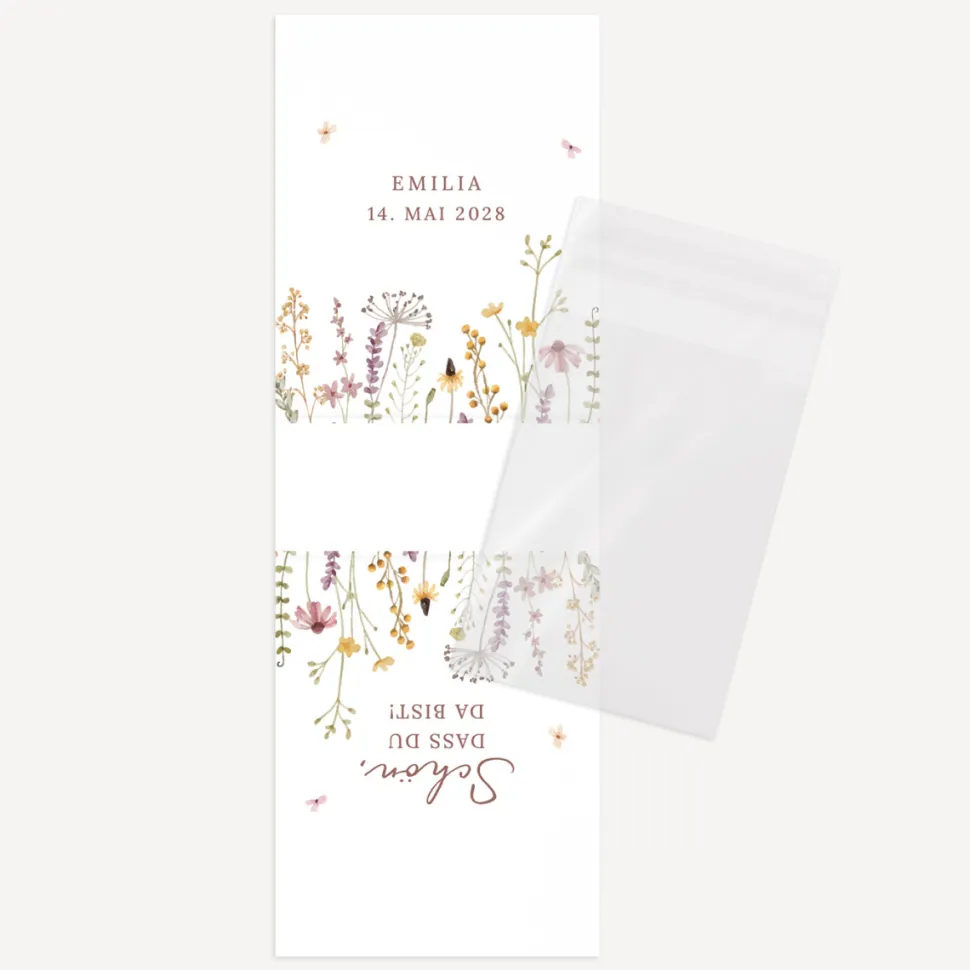 Gastgeschenk Aufsteller mit Tütchen "Wildromantische Blüten"
