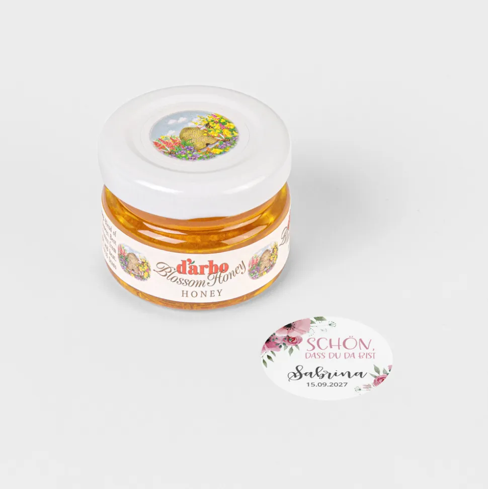 Gastgeschenk Blütenhonig mit Aufkleber "Bohemian Summer"