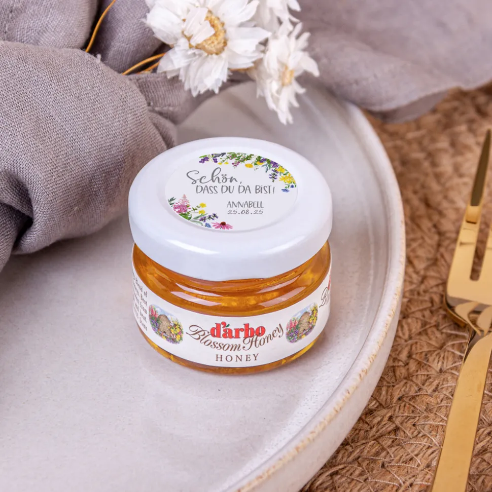 Gastgeschenk Blütenhonig mit Aufkleber "Wildblumen"