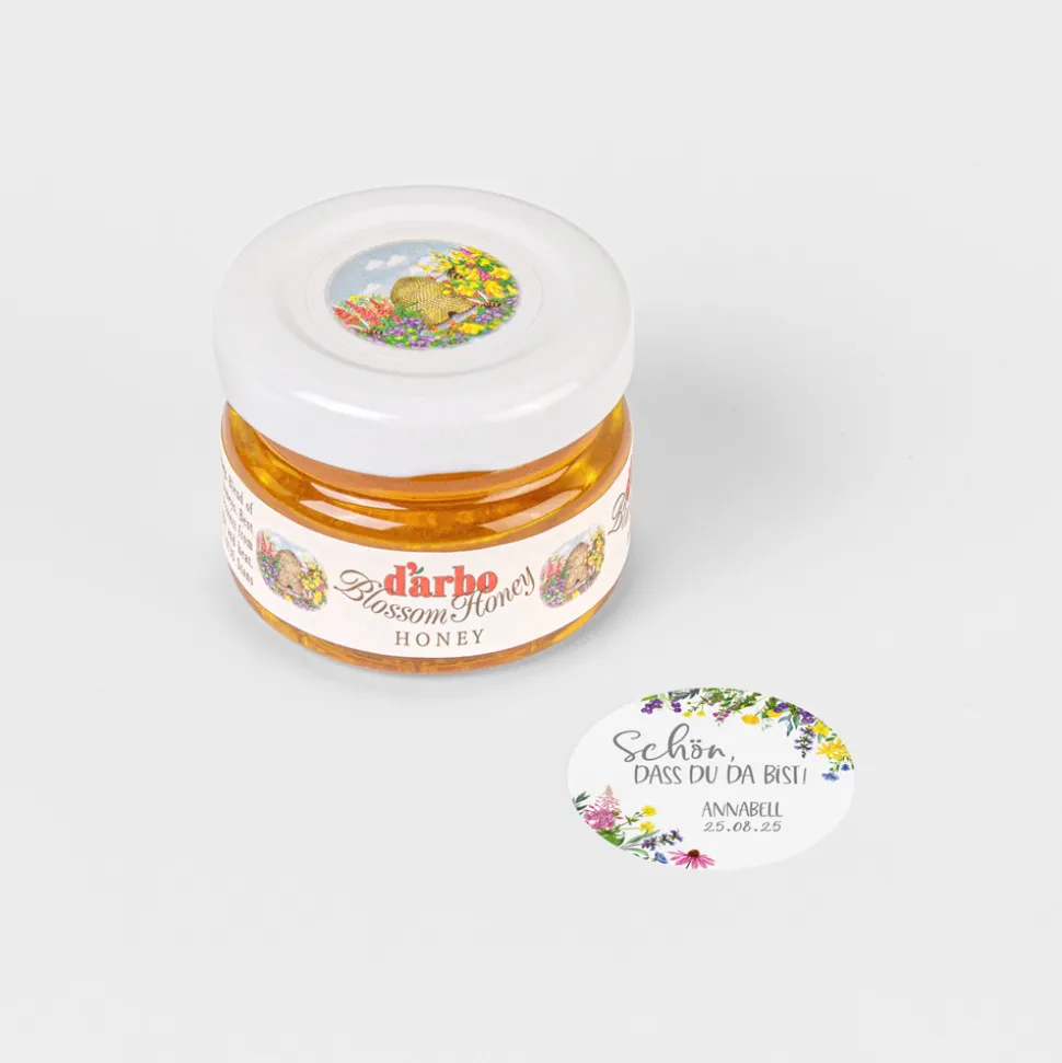 Gastgeschenk Blütenhonig mit Aufkleber "Wildblumen"