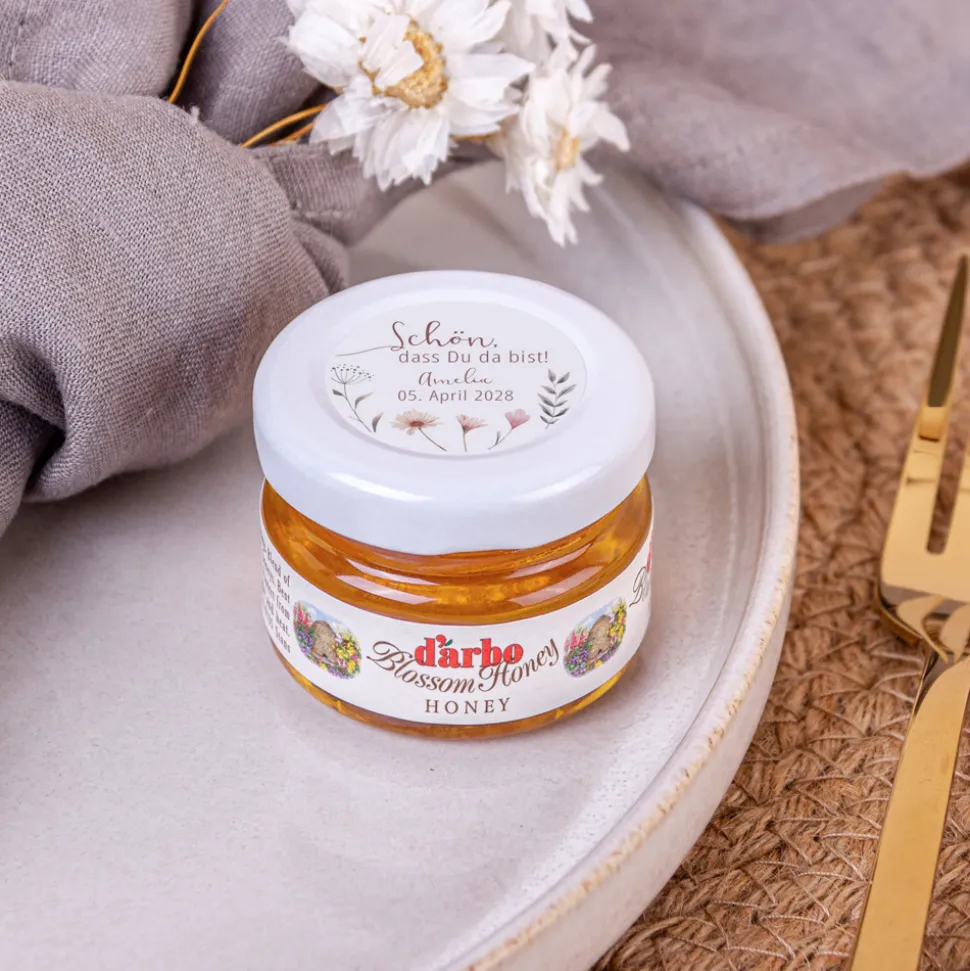 Gastgeschenk Blütenhonig mit Aufkleber "Wild Flowers"