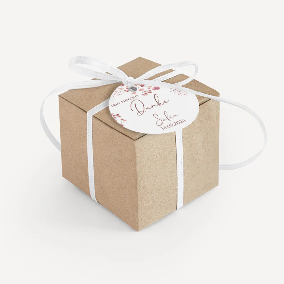 Gastgeschenk Box + Anhänger "Trockenblumen Blush"