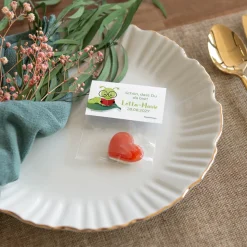 Gastgeschenk Einschulung Tüte transparent + Etikett "Bücherwurm"