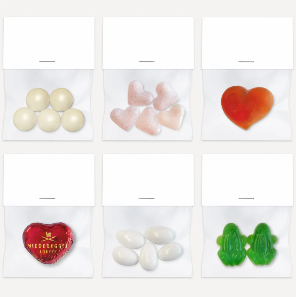 Gastgeschenk Einschulung Tüte transparent + Etikett "Bücherwurm"