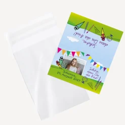 Gastgeschenk Einschulung Tüte transparent mit Etikett 
