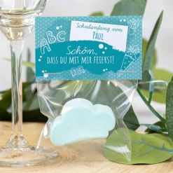 Gastgeschenk Einschulung Tüte transparent + Etikett 