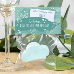 Gastgeschenk Einschulung Tüte transparent + Etikett 