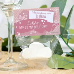 Gastgeschenk Einschulung Tüte transparent + Etikett 