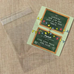 Gastgeschenk Einschulung Tüte transparent + Etikett "Hurra Schulkind"
