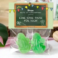Gastgeschenk Einschulung Tüte transparent + Etikett 