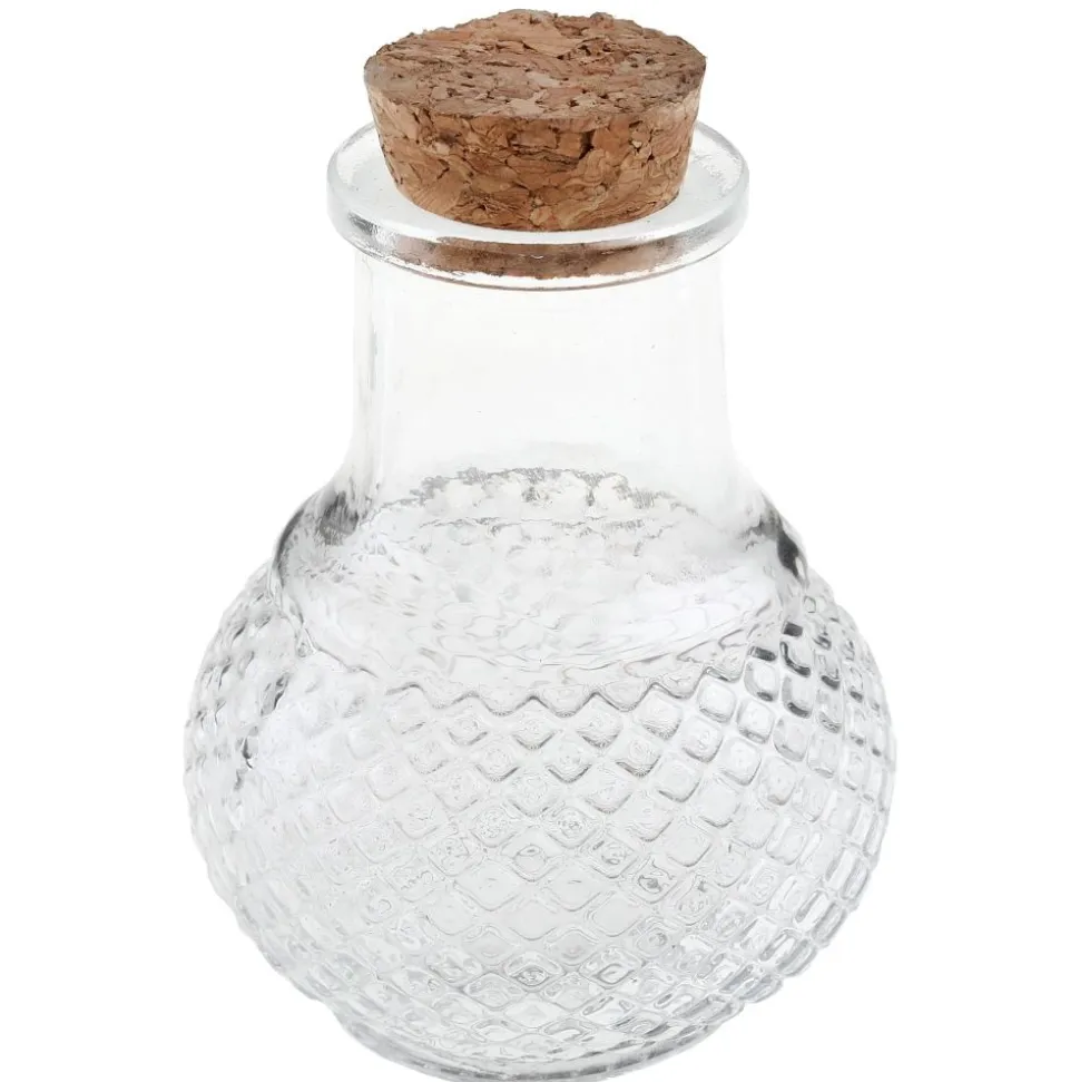 Gastgeschenk Glasfläschchen facettiert in Tropfenform mit Korken
