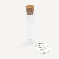 Gastgeschenk Glasröhrchen mit Korken und Aufkleber "Aquarell Eukalyptus Zweige"