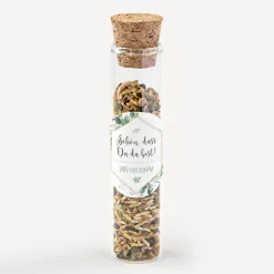 Gastgeschenk Glasröhrchen mit Korken und Aufkleber "Aquarell Eukalyptus Zweige"