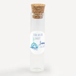 Gastgeschenk Glasröhrchen mit Korken und Aufkleber "Wal"