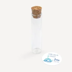 Gastgeschenk Glasröhrchen mit Korken und Aufkleber "Wal"
