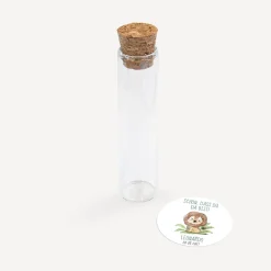 Gastgeschenk Glasröhrchen mit Korken und Aufkleber "Löwe Leo"