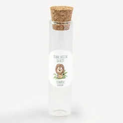 Gastgeschenk Glasröhrchen mit Korken und Aufkleber