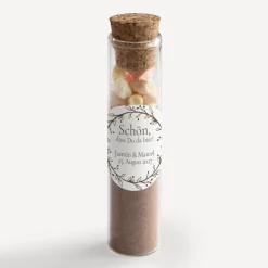 Gastgeschenk Glasröhrchen mit Korken und Aufkleber "Vintage Dreams"