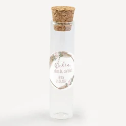 Gastgeschenk Glasröhrchen mit Korken und Aufkleber "Boho Pampas"