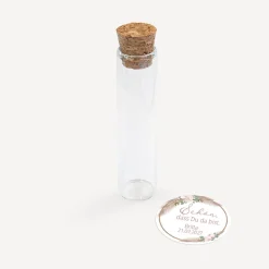 Gastgeschenk Glasröhrchen mit Korken und Aufkleber