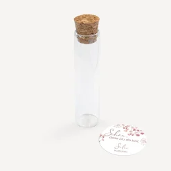Gastgeschenk Glasröhrchen mit Korken + Aufkleber "Trockenblumen Blush"