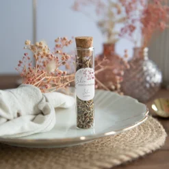 Gastgeschenk Glasröhrchen mit Korken + Aufkleber