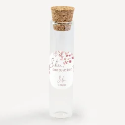 Gastgeschenk Glasröhrchen mit Korken + Aufkleber