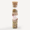 Gastgeschenk Glasröhrchen mit Korken und Aufkleber "Vintage rote Blumen"