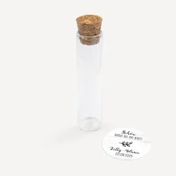 Gastgeschenk Glasröhrchen mit Korken und Aufkleber "Doodle"
