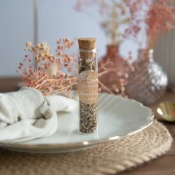 Gastgeschenk Glasröhrchen mit Korken und Aufkleber