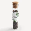 Gastgeschenk Glasröhrchen mit Korken und Aufkleber "Greenery"