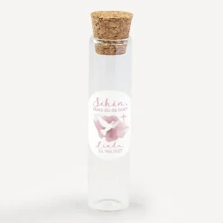 Gastgeschenk Glasröhrchen mit Korken und Aufkleber