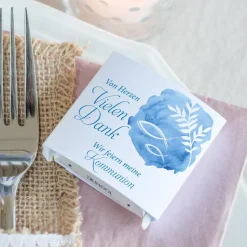 Gastgeschenk Kommunion Junge Banderole Mini Schokolade Fisch Aquarell